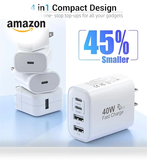 40W 4 Port Wall Plug Fast Charging Block — Chargers, Shenzhen Xihuida Electronics Co., Ltd.