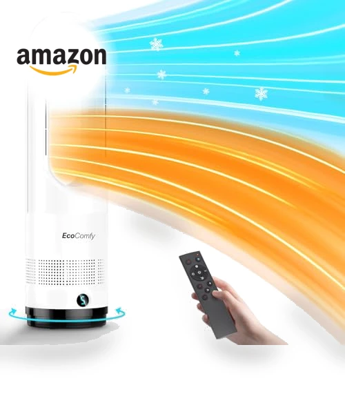 Bladeless Tower Fan with Heater Combo — Stand Fans, Ecocomfy