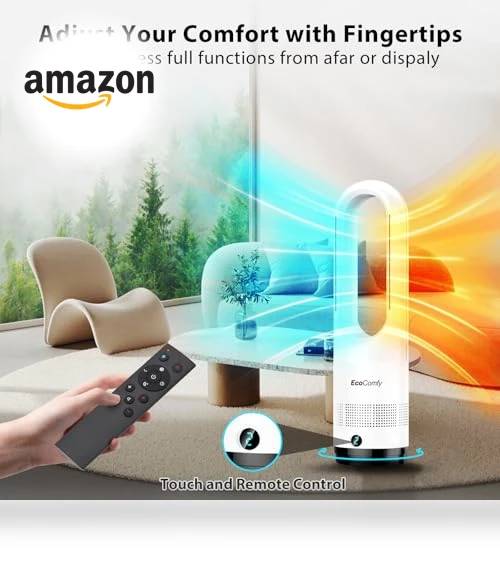 Bladeless Tower Fan with Heater Combo — Stand Fans, Ecocomfy