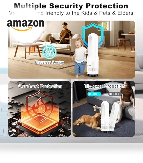 Bladeless Tower Fan with Heater Combo — Stand Fans, Ecocomfy
