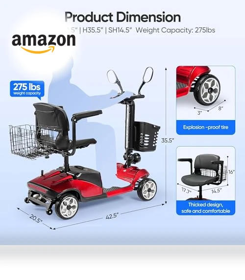 Compact 4 Wheel Mobility Scooter — Electric Self-Balancing Scooters, VERPAL