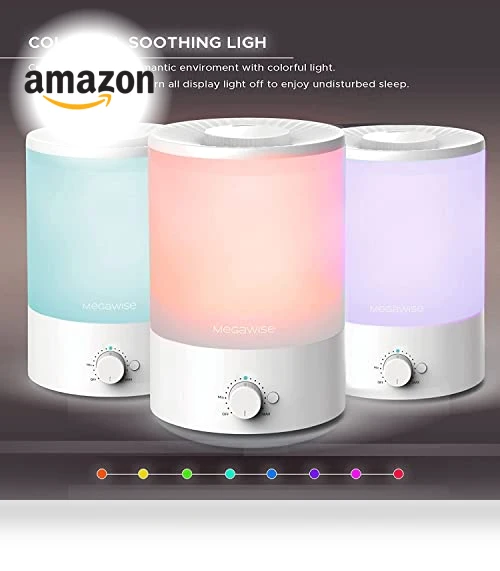 Cool Mist Humidifier with Top Refill and Night Light — Air Moisturizers, MEGAWISE