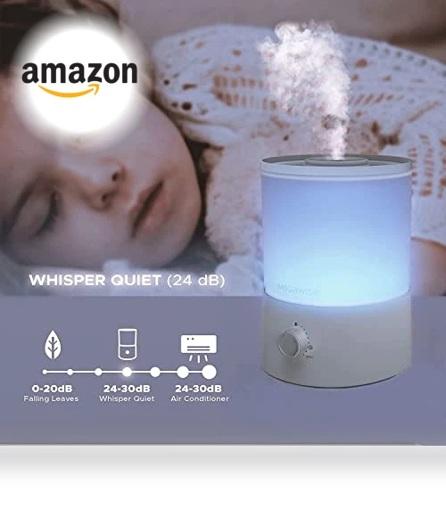 Cool Mist Humidifier with Top Refill and Night Light — Air Moisturizers, MEGAWISE