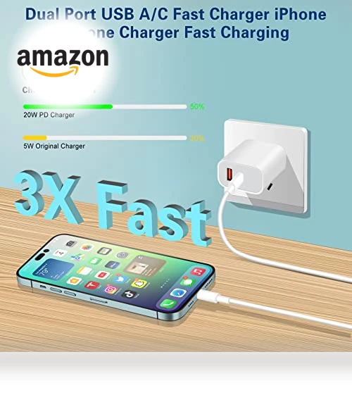 Dual Port Fast Charger with 10FT USB-C to Lightning Cable — Chargers, Shenzhen Liuri Technology Co.,Ltd.
