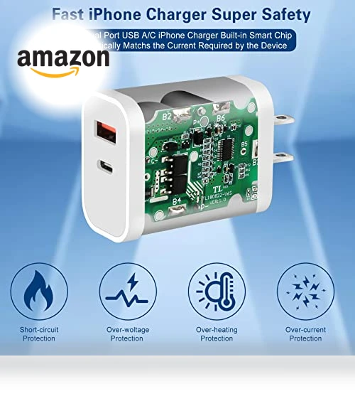 Dual Port Fast Charger with 10FT USB-C to Lightning Cable — Chargers, Shenzhen Liuri Technology Co.,Ltd.