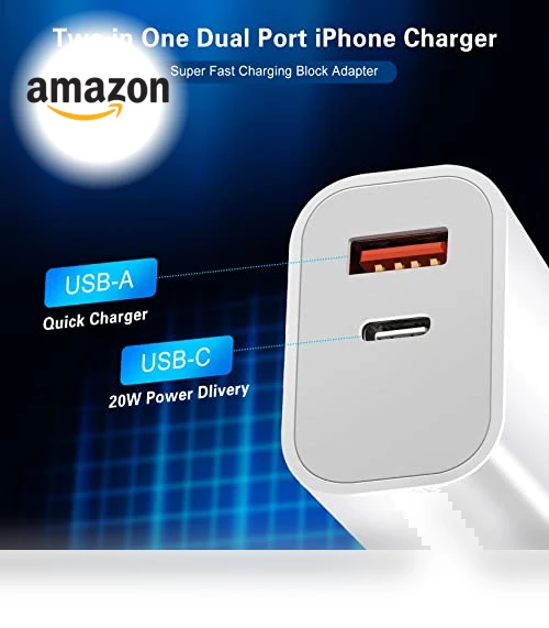 Dual Port Fast Charger with 10FT USB-C to Lightning Cable — Chargers, Shenzhen Liuri Technology Co.,Ltd.