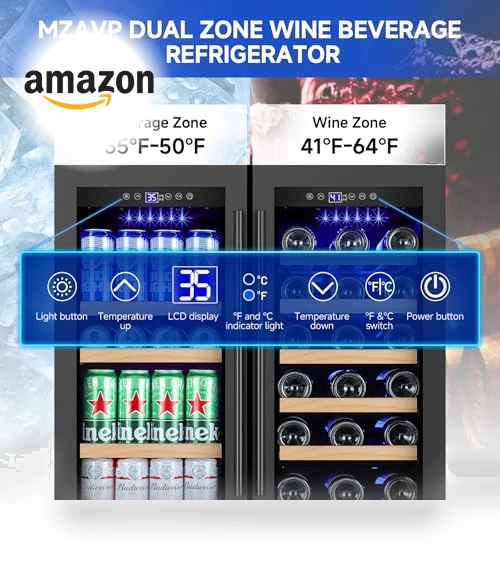 Large Capacity Dual Zone Wine Beverage Cooler — Wine Storage Solutions, MZAVP