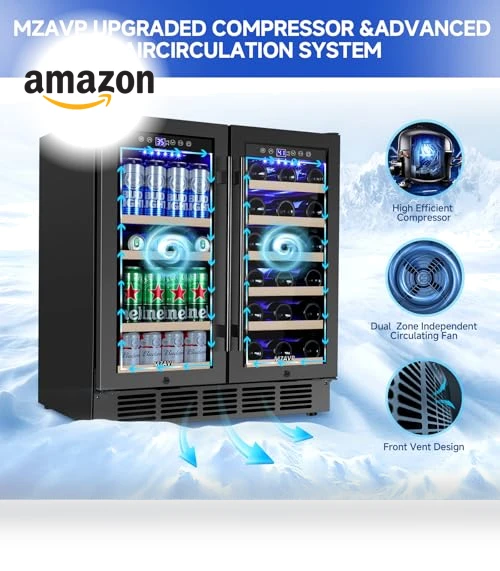 Large Capacity Dual Zone Wine Beverage Cooler — Wine Storage Solutions, MZAVP