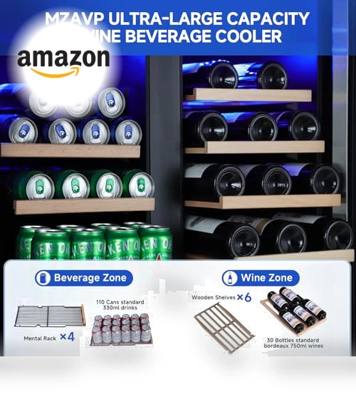 Large Capacity Dual Zone Wine Beverage Cooler — Wine Storage Solutions, MZAVP