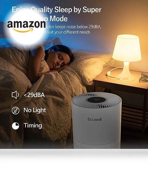 Large Room Air Purifier with Air Quality Sensor — Activated Carbon Air Purifiers, ECOWELL