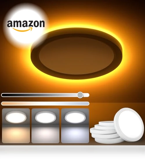 LED Flush Mount Ceiling Fixture with Night Light — Overhead Lighting, JTT