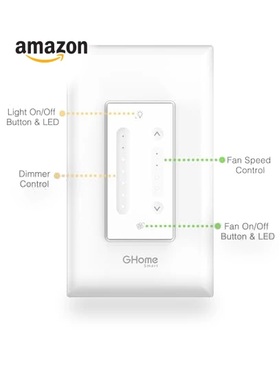 Smart Dimmer Switch with Ceiling Fan Control — Ceiling Fan Wall Controls, GHome Smart