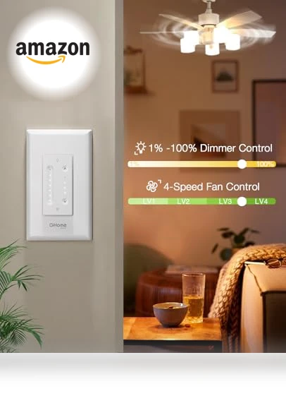 Smart Dimmer Switch with Ceiling Fan Control — Ceiling Fan Wall Controls, GHome Smart