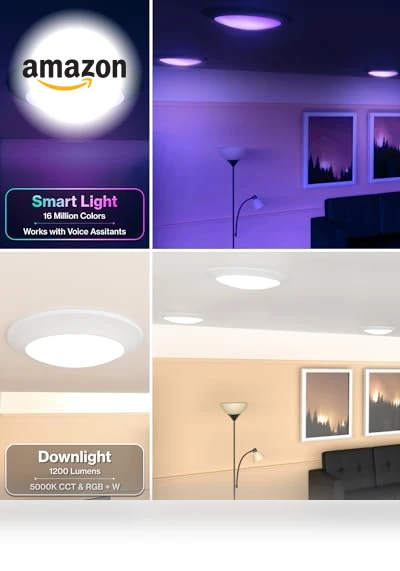 Smart Disk LED Flush Mount Ceiling Light — Overhead Lighting, Sunco Lighting