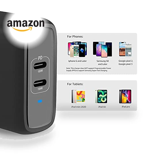 Two-Port USB-C Wall Charger — Chargers, Amazon