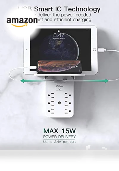 Wall Outlet Extender with Surge Protector — Multi-Outlets, mifaso