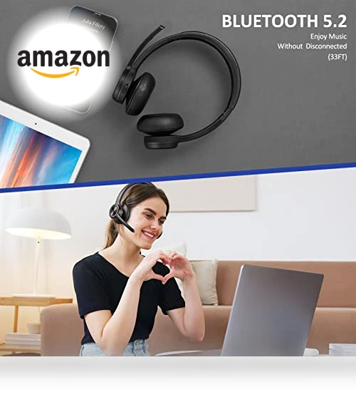 Wireless Headphones with Noise Cancelling Microphone — In-Ear Headphones, EKVANBEL
