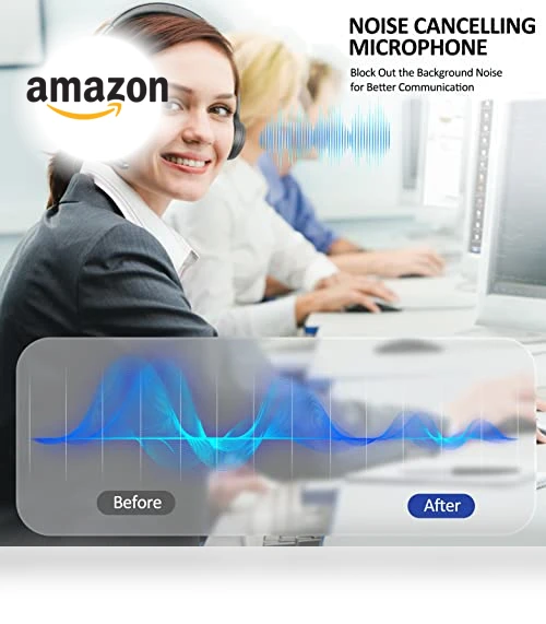 Wireless Headphones with Noise Cancelling Microphone — In-Ear Headphones, EKVANBEL