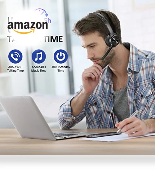 Wireless Headphones with Noise Cancelling Microphone — In-Ear Headphones, EKVANBEL
