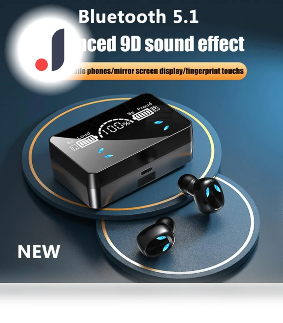 Mirror Digital Display Touch Wireless Bluetooth Earbuds — Audio Gear, ZHENDUO