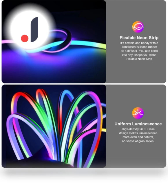 Smart RGBIC Neon Rope Light — LED Strips, Tuya