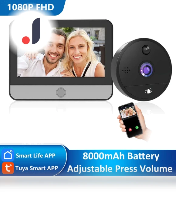 1080P Smart Door Viewer with WiFi Camera — Smart Home Security, Qichuanxin