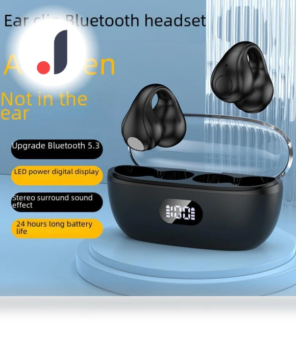 Bluetooth 5.3 Ear Clip Headset with Display — Headsets, AI Supermarket