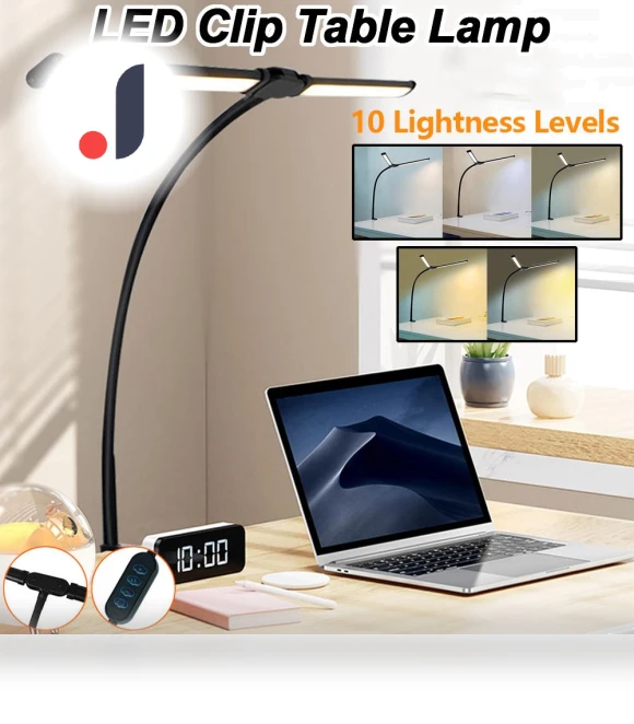 Double LED Desk Lamp with Clamp — Study & Desk Lighting, Homedepot