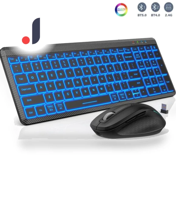Silent Wireless Keyboard and Mouse with RGB Backlight — Keyboards, SeenDa