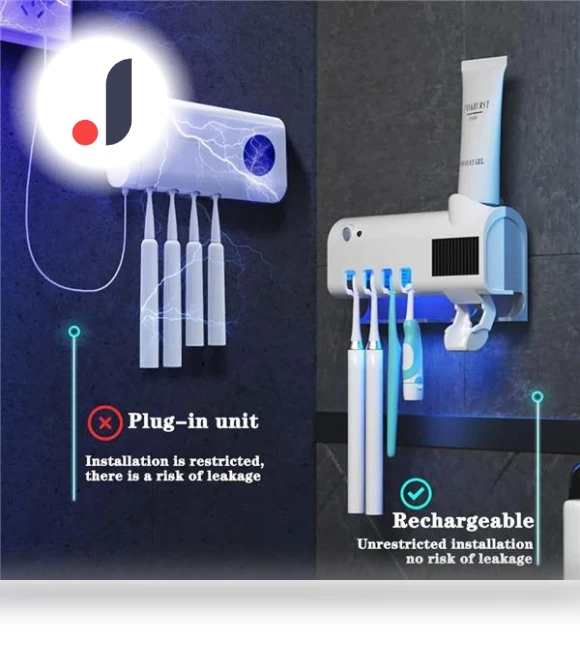 Smart Toothpaste Dispenser with UV Light — Travel Toothbrush Holders, Elegant Living House