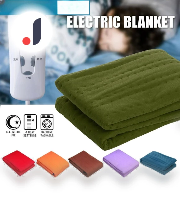 Electric Fleece Heating Blanket with Digital Timer Controller — Electric, Crown Global
