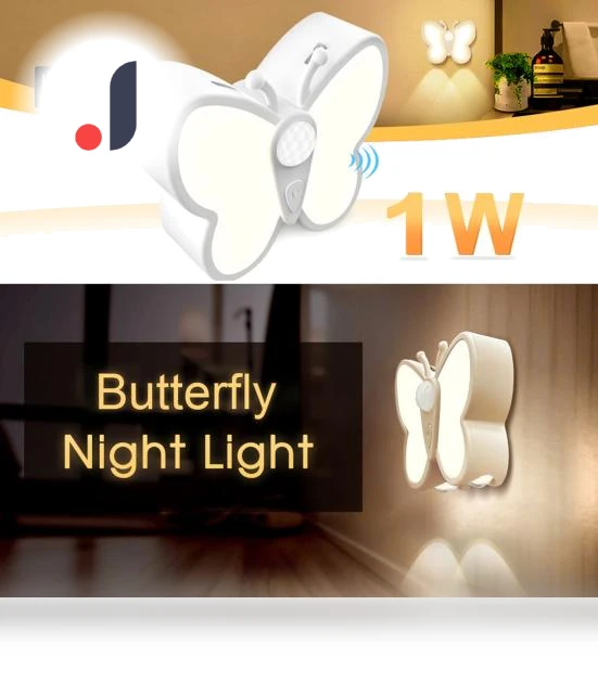 LED Butterfly Night Light with Adjustable Brightness — Night Lights, SMOO