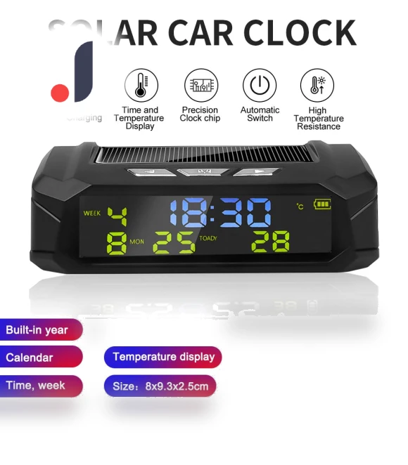 Solar Charging USB Car Clock — Clock, A Auto Parts Mall