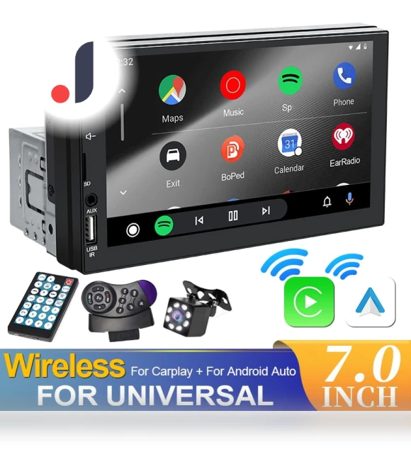 Wireless CarPlay Android Auto 2 Din Car Multimedia Video Player — Stereo Receivers, SageTechnology