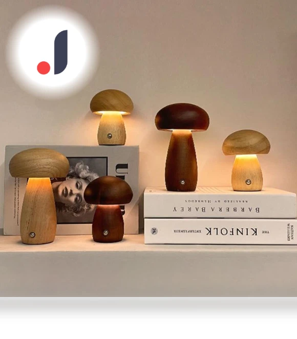 Wooden Night Light with Mushrooms — Night Lights, Elegant Living House