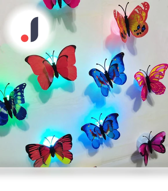 3D LED Butterfly Night Light with Wall Sticker — Night Lights, AI Supermarket