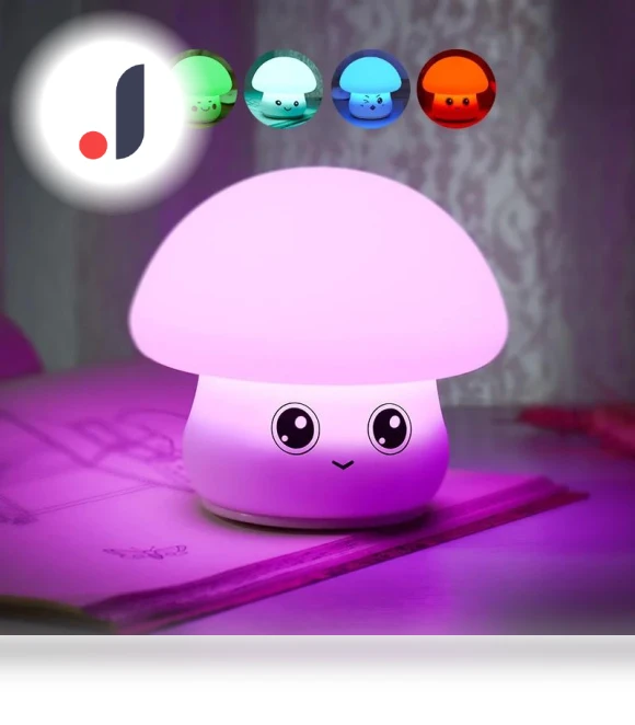 Colorful Silicone Mushroom Night Light — Night Lights, Cozy Cottage-Relax