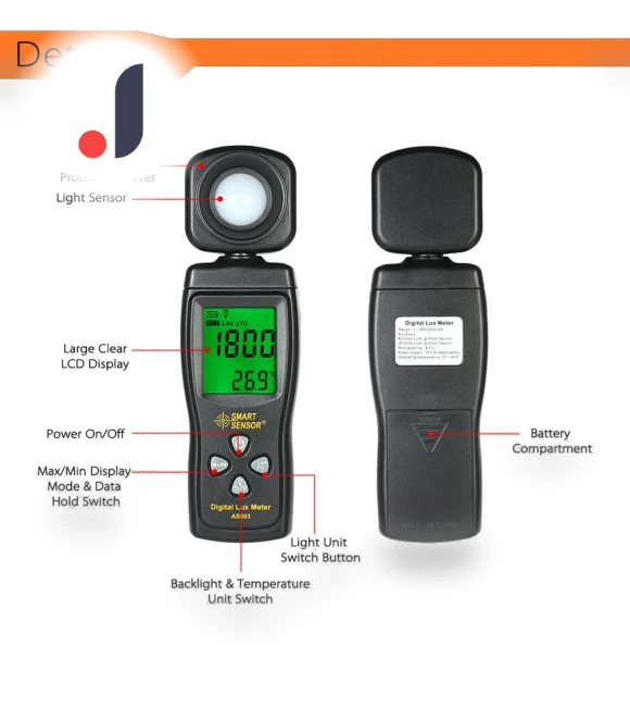Mini Digital Luxmeter with LCD Display — Light Measurement, Kkmoon
