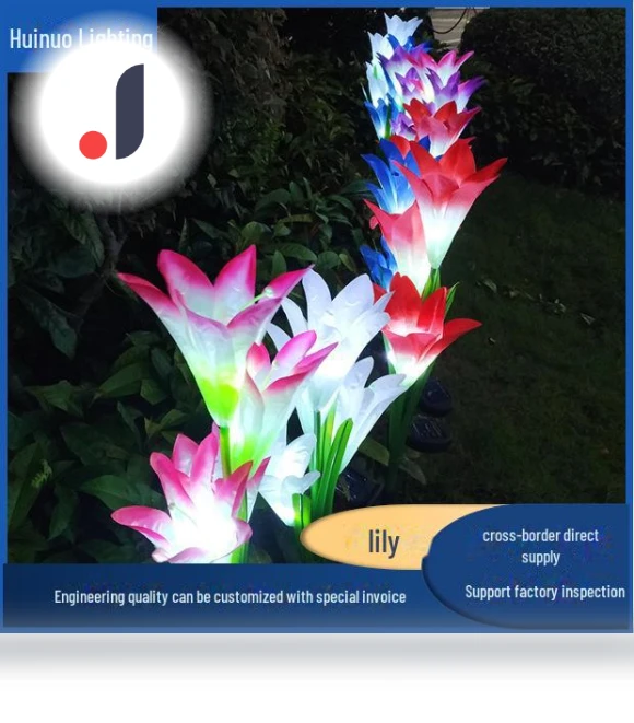 Waterproof LED Garden Light with Lilies — Outdoor Security & Flood Lighting, AI Supermarket