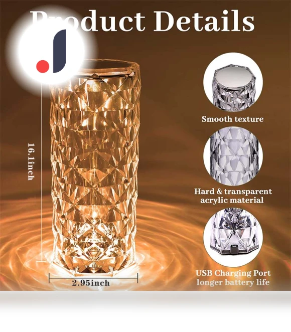 Crystal Table Lamp — Overhead Lighting, Rainbow Rain