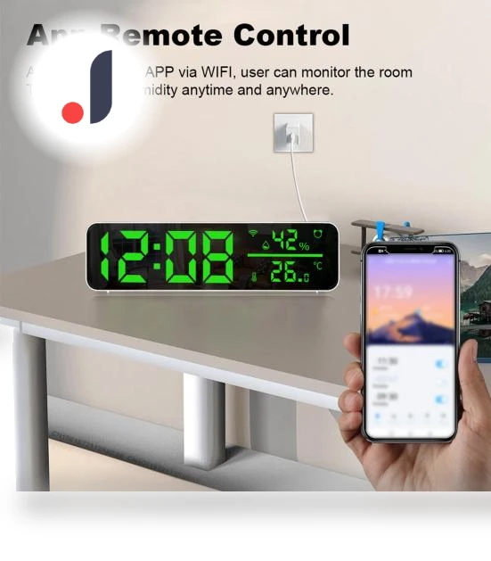 Digital Clock Thermometer with App Control — Home Climate Control, Hello Garden