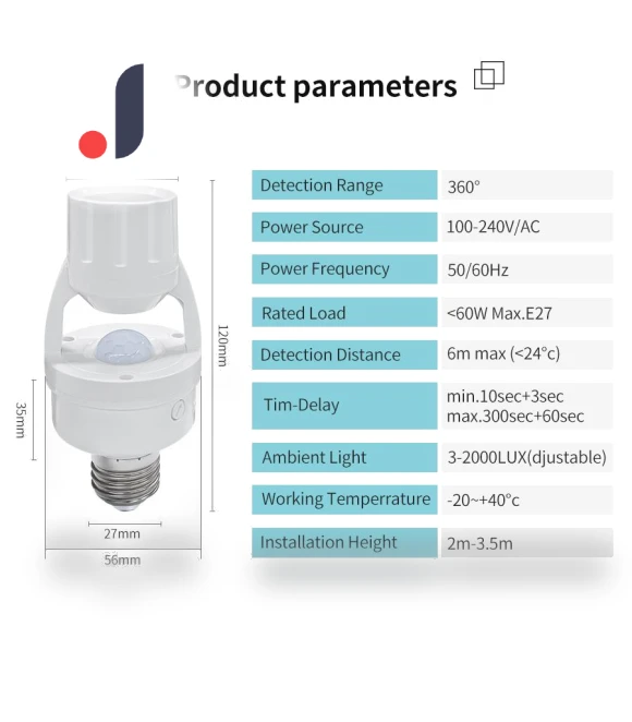 E27 Socket Converter PIR Motion Sensor — Motion Sensors, Build My Home