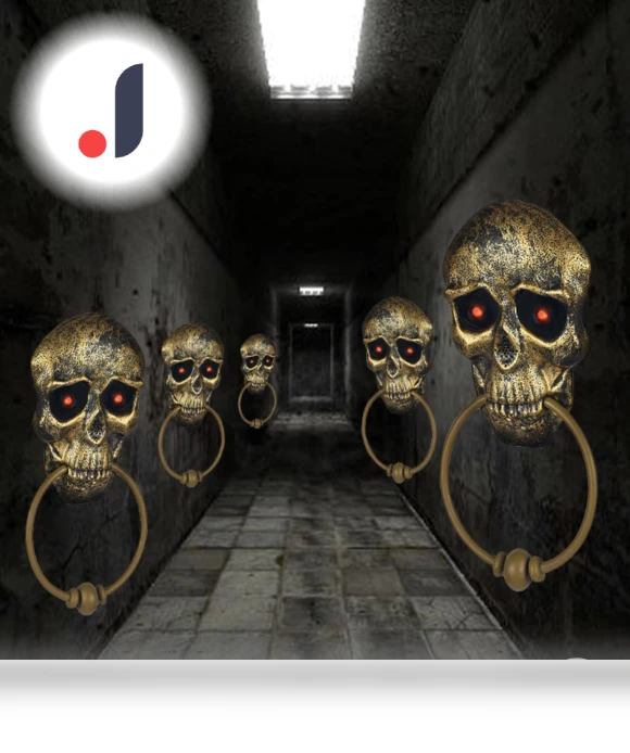 Halloween Decoration Skull Doorbell — Spooky Sounds, Rainbow Rain