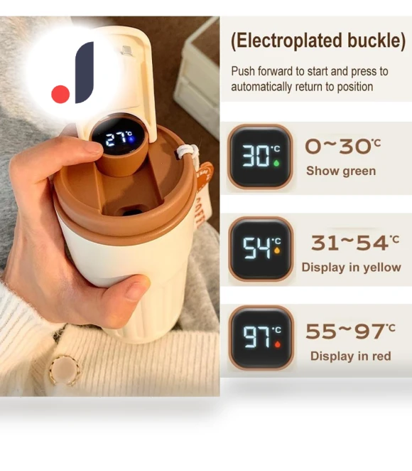 Smart Coffee Thermos with Temperature Display — Travel Drinkware, Cozy Cottage-Relax