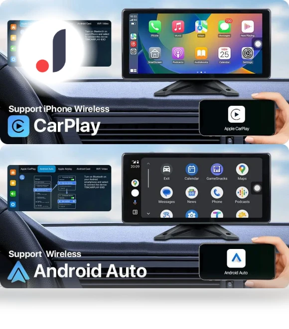 Wireless Carplay Android Auto 4CH Touch Screen Dash Cam Monitor — Rearview Cameras for Cars, JOHO - CarGear