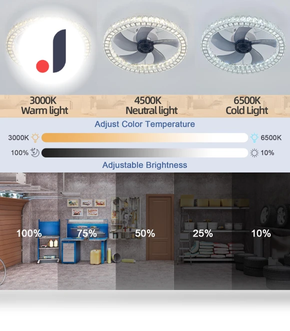 Modern Crystal LED Ceiling Fan with Light — Overhead Lighting, Home Textile Home Decoration