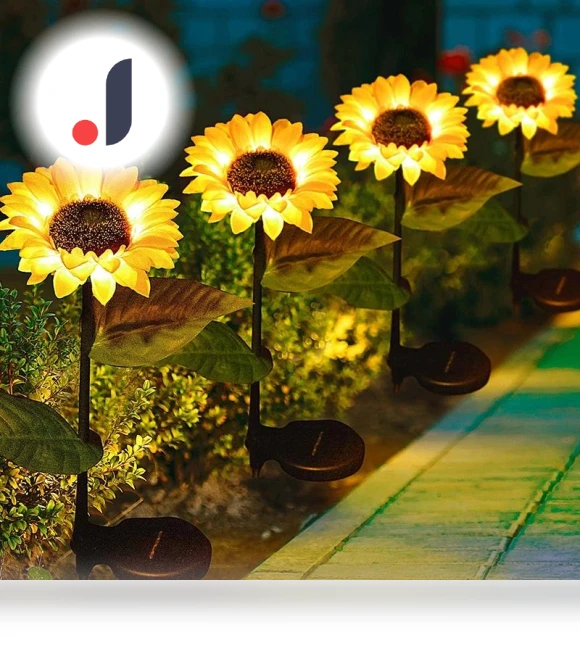 Outdoor Solar Lamp with Sunflowers — Outdoor Floor Lighting, Happy Home Mall
