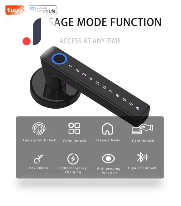 Smart Door Lock Handle with Fingerprint Scanner — Biometric Security, Build My Home