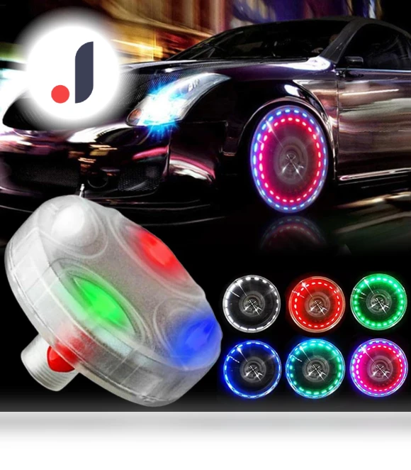 Solar-Powered Smart Tire Valve Caps with LED Lights — Light Kit, JOHO