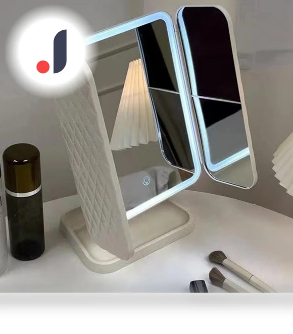 Trifold Cosmetic Mirror with LED Lights — Compact & Travel, Homedepot